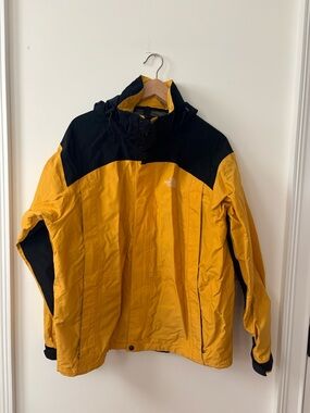 The North Face Men’s Yellow and Black Ski Jacket with Hood